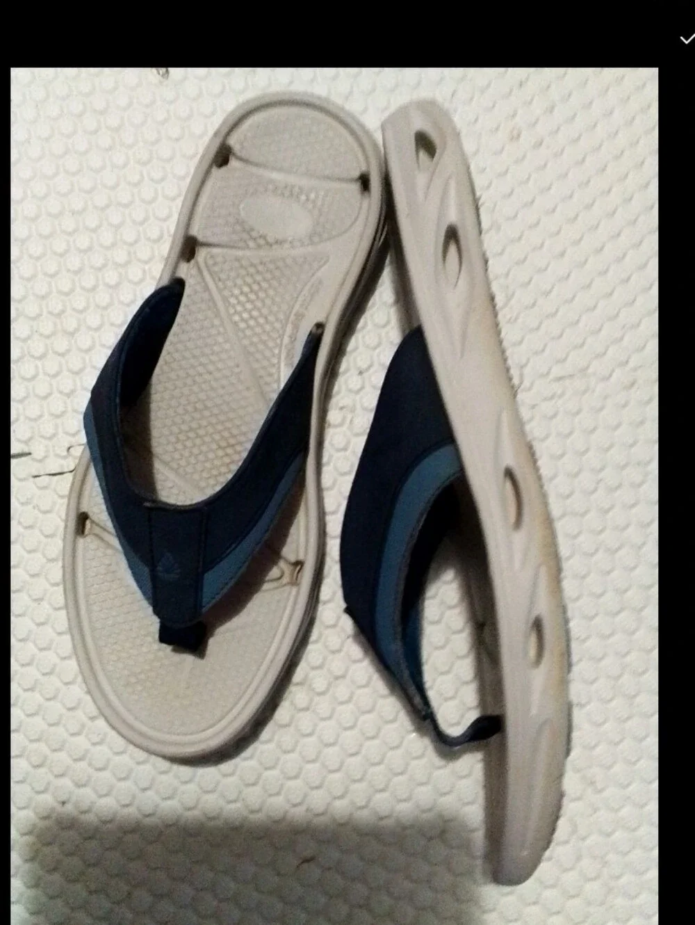 Men's Navy and Light Gray Comfort Flip-Flop Sandals Size 10/11